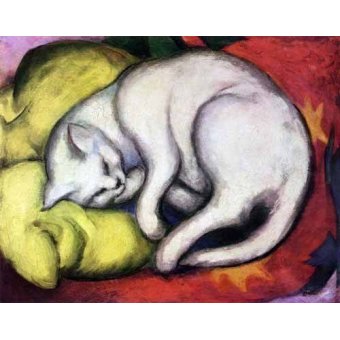 Tableaux d'Animaux - Cuadro de Animales - Tomcat sobre cojin amarillo, Franz Marc - Marc, Franz