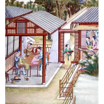 Tableaux Orientaux - Tableau -Despacho de un comerciante de telas- - _Anónimo Chino