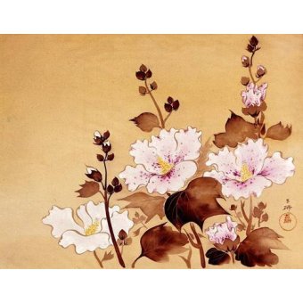 Tableaux Orientaux - Tableau -Flores blancas- - _Anónimo Chino