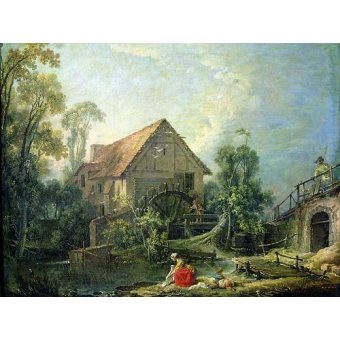 Tableau -The Mill, 1751 (oil on canvas)-, François Boucher