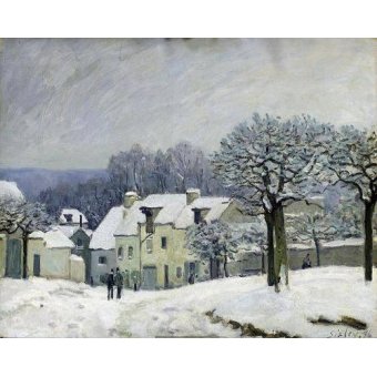 Tableaux de Paysages - Tableau -The Place du Chenil at Marly-le-Roi, Snow, 1876-, Alfred Sisley - Sisley, Alfred
