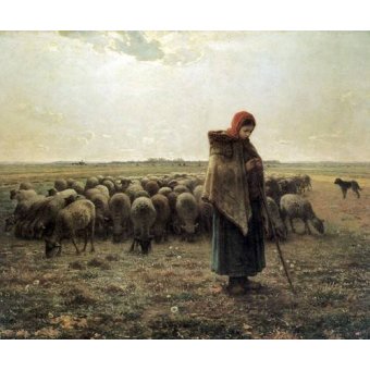  - Tableau -Bergère avec son troupeau, 1862-1864-, Jean François Millet - Millet, Jean François