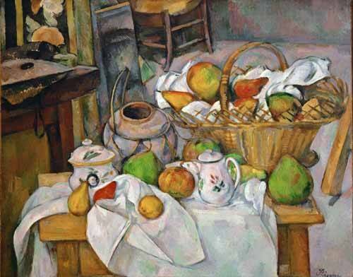 tableaux-natures-mortes - Tableau -Nature morte au panier, 1888-1890-, Paul Cezanne - Cezanne, Paul