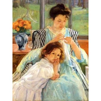  - Tableau -1900 vers Young mother Sewing-, Marie Cassatt - Cassatt, Marie
