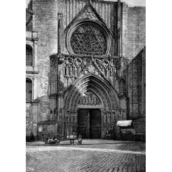 Tableaux Mappemondes - Tableau -Catedral de Valencia, vista de la puerta de los Apóstoles- - _Anónimo Español