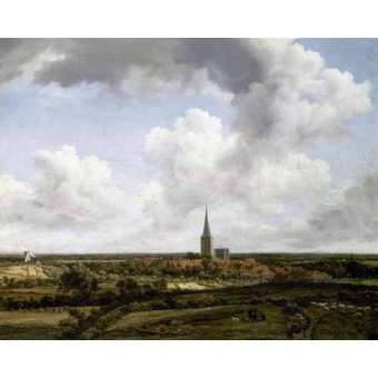  - Tableau -Paisaje llano con aldea e iglesia-, Jacob van Ruisdael - Ruisdael, Jacob van