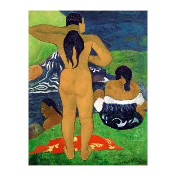 pinturas do retrato - Quadro -Tahitian women on the beach,1892-
