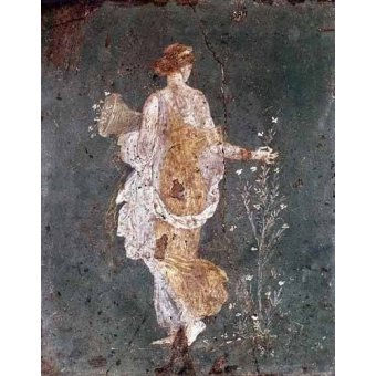  - Cuadro de Retrato - Muchacha recogiendo flores, (Pompeya) - _Anónimo Romano