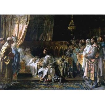 Tableaux de Portraits - Tableau -Los ultimos momentos del rey Don Jaime I El Conquistador-, Ignacio Pinazo y Camarlench - Pinazo y Camarlench, Ignacio