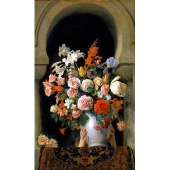  - Tableau -Vase of flowers on a harem s window-, Francesco Hayez - Hayez, Francesco