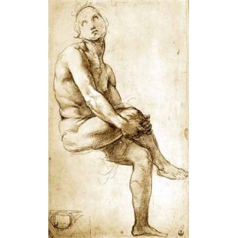 Tableaux Mappemondes - Tableau -Desnudo masculino sentado-, Sanzio da Urbino Raffael Raphaël - Raphaël, Sanzio da Urbino Raffael