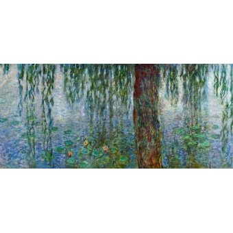 Tableau - Nymphéas, Matin avec saules pleureurs, (partie gauche) -, Claude Monet