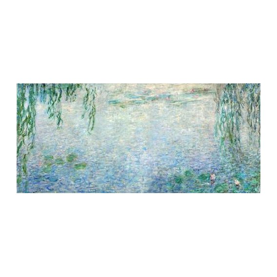 pinturas de paisagens - Quadro -Waterlilies, Morning with Weeping Willows, (central section)-