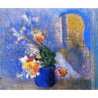 Tableaux Natures Mortes - Tableau -Meditación-, Odilon Redon - Redon, Odilon