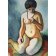 pinturas do retrato - Quadro -Nude with coral necklace-