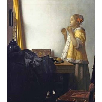  - Tableau -La Dame au collier de perles, 1662-, Johannes Vermeer - Vermeer, Johannes