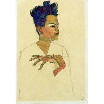 Tableau -Self-Portrait with Hands on Chest, 1910-, Egon Schiele