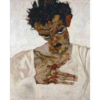 Tableaux de Portraits - Tableau -Autoportrait à tête baissée, 1912-, Egon Schiele - Schiele, Egon
