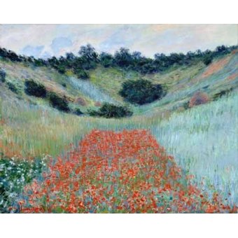 Tableaux de Paysages - Tableau -Champ de coquelicots dans un creux près de Giverny, 1885-, Claude Monet - Monet, Claude