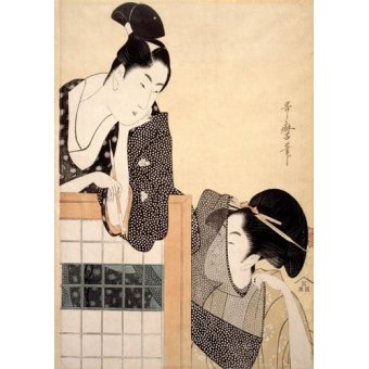 Tableaux Orientaux - Tableau -Couple with a Standing Screen- geisha, Kitagawa Utamaro - Utamaro, Kitagawa