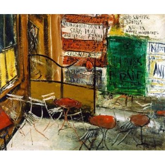 Tableaux pour Chambre - Tableau -Café Terrace with Posters-, Saeki Yuzo - Yuzo, Saeki