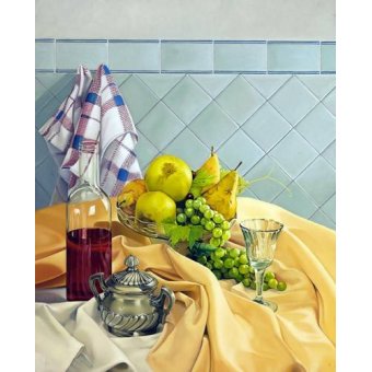  - Tableau -Bodegon con frutas y vino-, Federico Garcia Zamarbide - Zamarbide, Federico Garcia