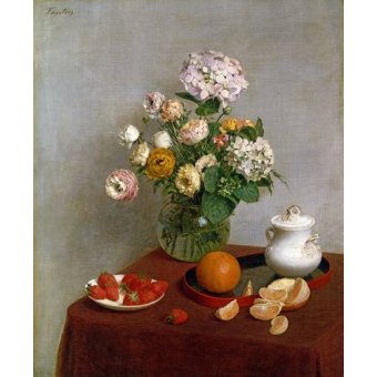  - Tableau -Flowers_and_Fruit, 1866-, Henri Fantin Latour - Fantin Latour, Henri