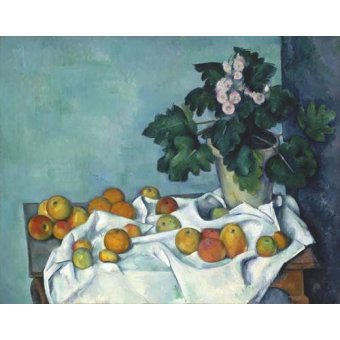  - Tableau - Nature morte aux pommes et au pot de primevères, 1890 -, Paul Cezanne - Cezanne, Paul