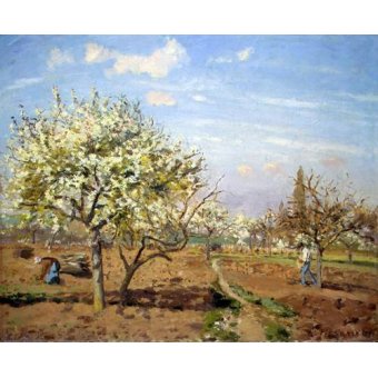  - Tableau -Huerto en Flor (Louveciennes), 1872-, Camille Pissarro - Pissarro, Camille