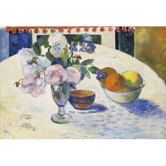  - Tableau -Flowers and a Bowl of Fruit on a Table, 1894-, Paul Gauguin - Gauguin, Paul