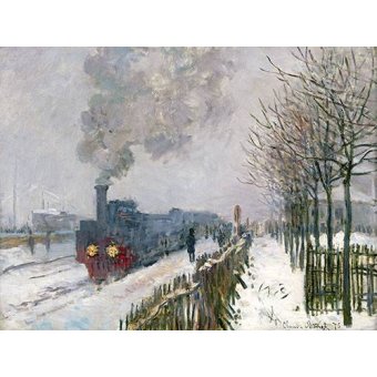 Tableaux de Paysages - Tableau -Train dans la neige, La Locomotive, 1875-, Claude Monet - Monet, Claude