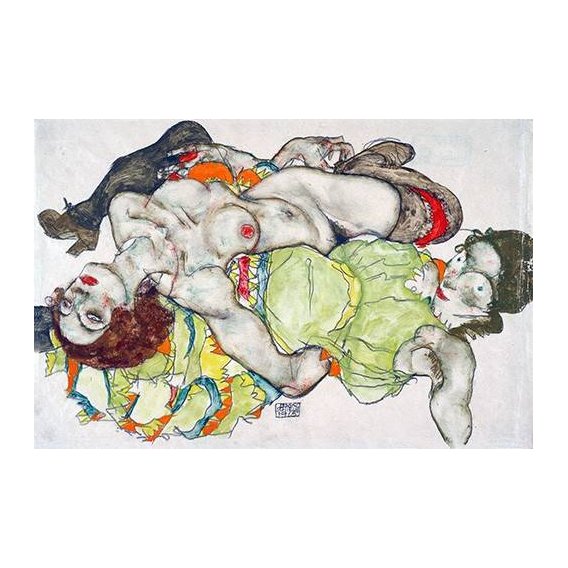 pinturas do retrato - Quadro -Female Lovers, 1915-