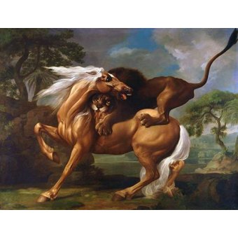 Tableaux d'Animaux - Tableau -A Lion Attacking a Horse- (caballos), George Stubbs - Stubbs, George