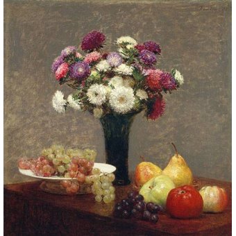  - Tableau -Asters and Fruit on a Table-, Henri Fantin Latour - Fantin Latour, Henri