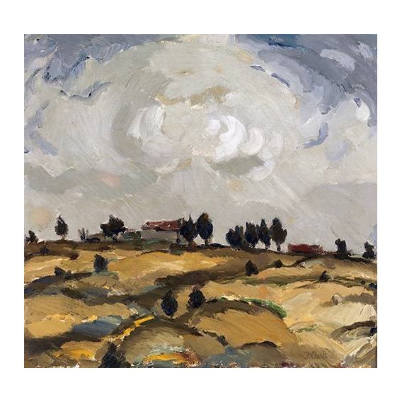pinturas de paisagens - Quadro -Autumn landscape with clouds-