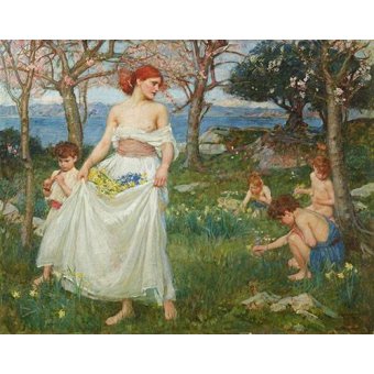 Tableaux de Portraits - Tableau -Le Champ Du Printemps-, John William Waterhouse - Waterhouse, John William