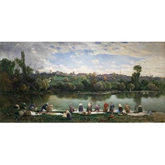 Tableaux de Paysages - Tableau -Lavanderas De La Varenne (Francia)-, Martin Rico y Ortega - Rico y Ortega, Martin