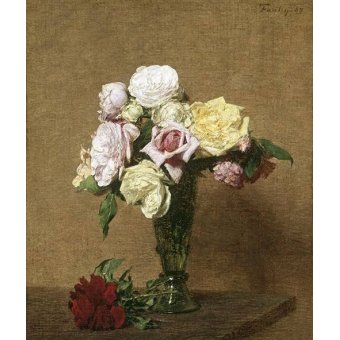  - Tableau -Still Life with Roses in a Fluted Vase-, Henri Fantin Latour - Fantin Latour, Henri
