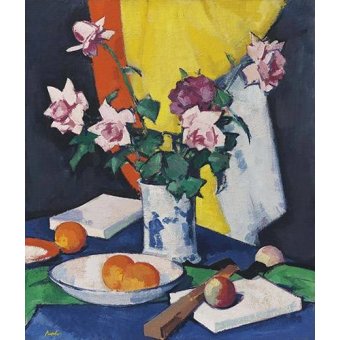  - Tableau -Red and pink roses, oranges and fan-, Samuel Peploe - Peploe, Samuel