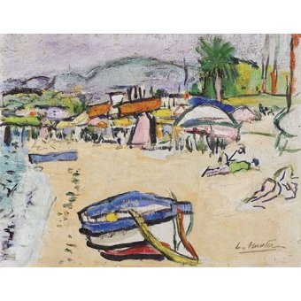  - Tableau -On the beach, South of France-, G.L. Hunter - Hunter, G.L.