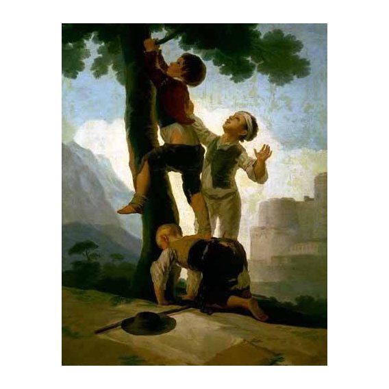 pinturas do retrato - Quadro -Niños trepando a un árbol-