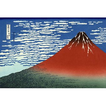 Tableau -Fuji Rouge, vent du sud, temps clair-, Katsushika Hokusai