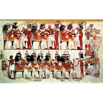 Tableaux Orientaux - Tableau -Fresco en Thebes,- Banquete -- - _Anónimo Egipcio