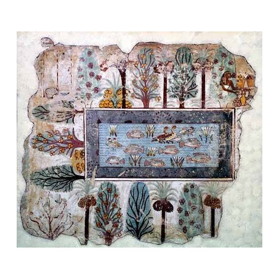 imagens étnicas e leste - Quadro -Fresco en Thebes,- Estanque en un jardin --