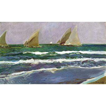  - Tableau - Quatre voiliers dans la mer,  Valence, 1908 -, Joaquin Sorolla - Sorolla, Joaquin