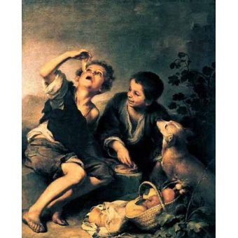 Tableaux de Portraits - Tableau -Niños comiendo pasteles-, Bartolome Esteban Murillo - Murillo, Bartolome Esteban