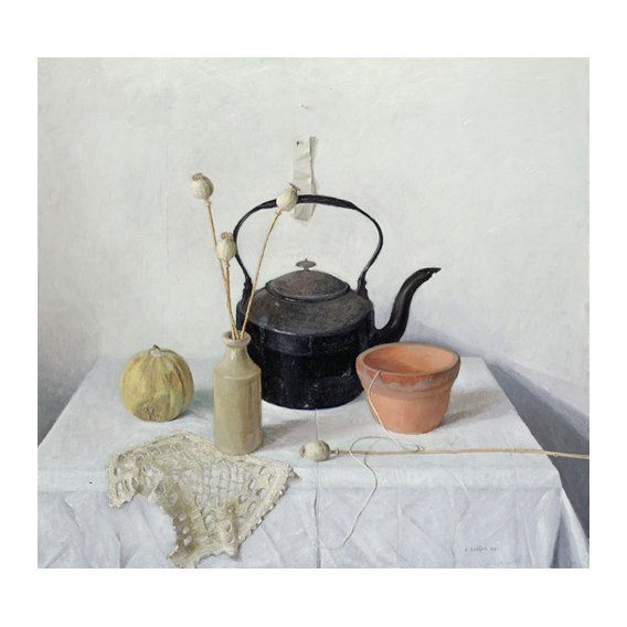 Tableau - Kettle, Poppyheads and Gourd, Still Life, 1990 -