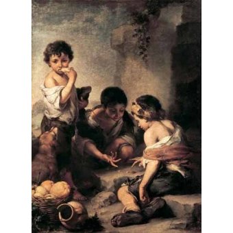 Tableaux de Portraits - Tableau -Niños jugando a los dados-, Bartolome Esteban Murillo - Murillo, Bartolome Esteban