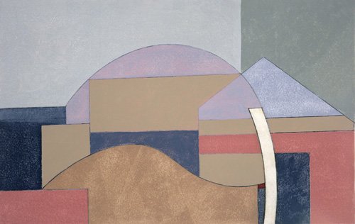 tableaux-abstraits - Tableau -Farm End, 2002 (oil on board)-, George Dannatt - Dannatt, George