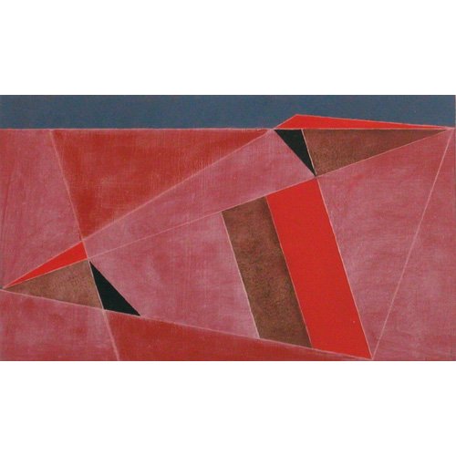Tableau -Triangulated Red Landscape, 2002 (oil on board)-, George Dannatt